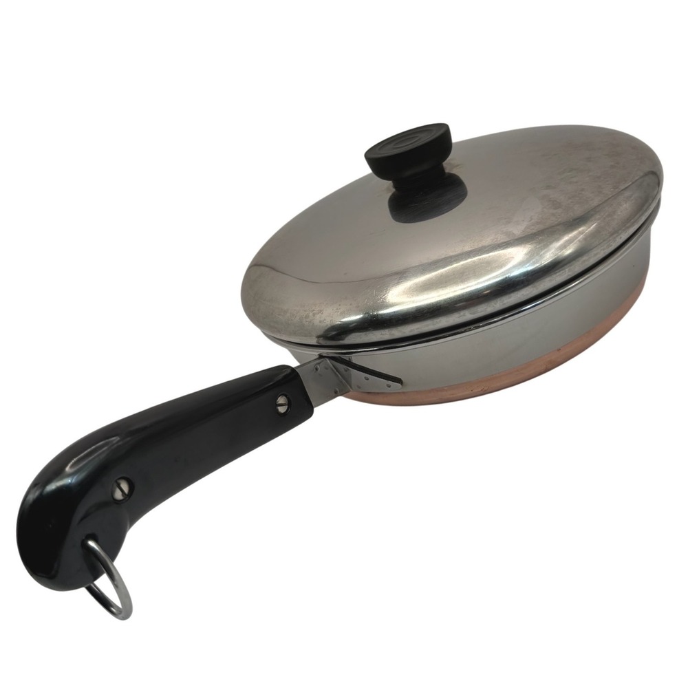 Vintage Revere Ware Double Ring 8" Skillet Lid Riverside CA Patent Copper